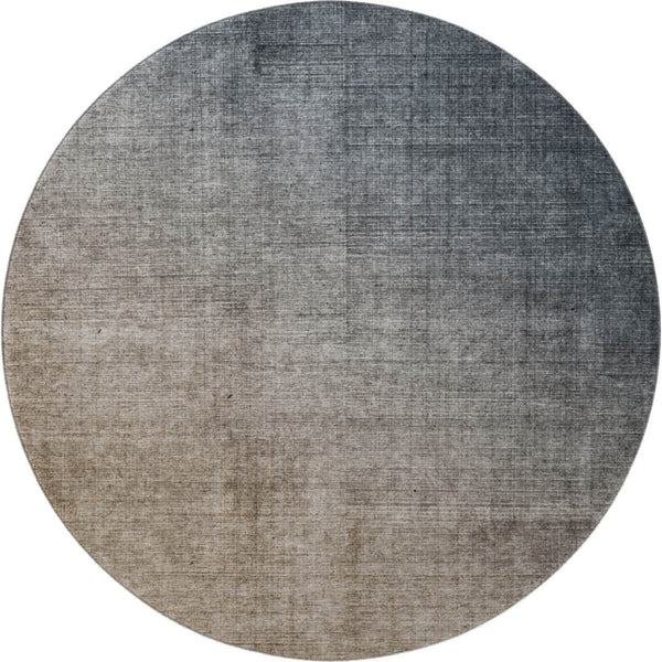 HomeRoots 8' Gray and Brown Ombre Round Rug - Washable, UV-Protected, Soft, Durable, Perfect for Family Spaces! 649669