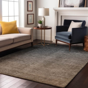 HomeRoots 8' X 10' Ombre Gray & Brown Washable Area Rug - Durable, UV-Protected, Family-Friendly Design 649670