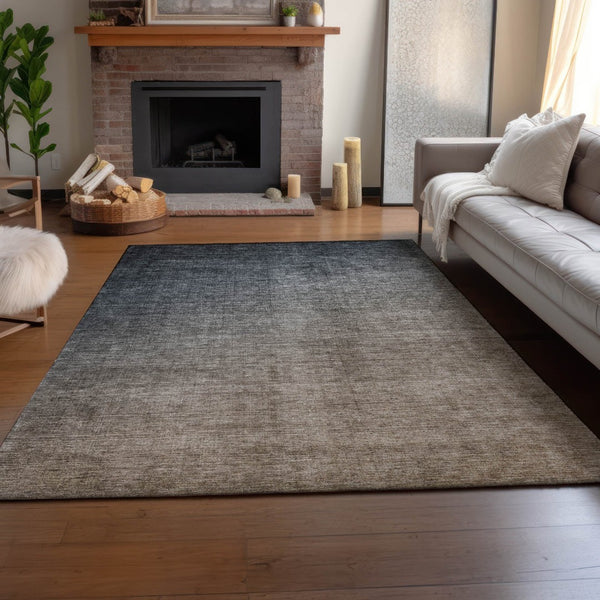 HomeRoots 8' X 10' Ombre Gray & Brown Washable Area Rug - Durable, UV-Protected, Family-Friendly Design 649670