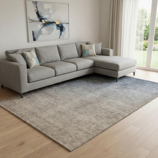 HomeRoots 9' X 12' Stylish Gray-Brown Ombre Area Rug – Washable, UV Protected, Durable for High-Traffic Homes 649671
