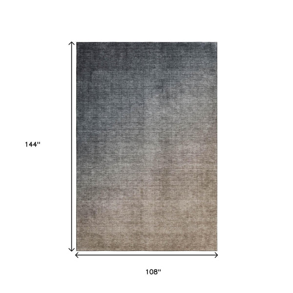 HomeRoots 9' X 12' Stylish Gray-Brown Ombre Area Rug – Washable, UV Protected, Durable for High-Traffic Homes 649671
