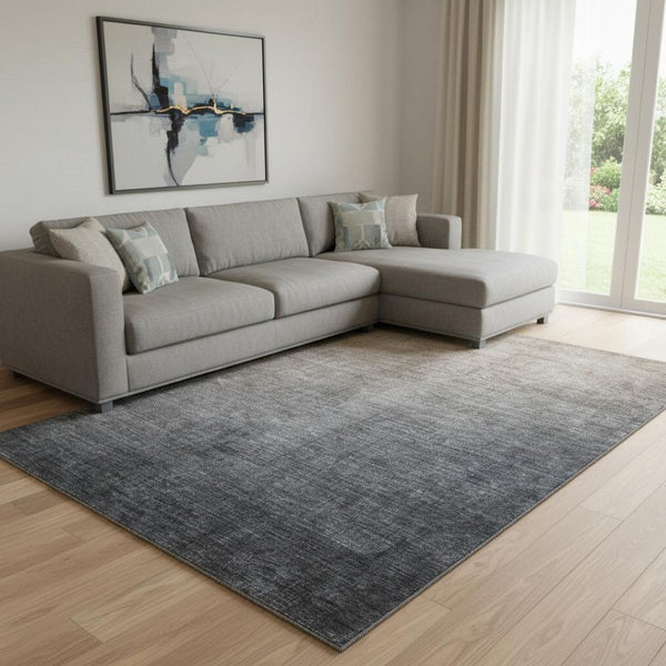 HomeRoots 10' Gray to Brown Ombre Washable Area Rug - UV Protected, Durable, Easy-Care for High-Traffic Rooms 649672