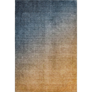 HomeRoots 5' X 8' Navy Blue to Orange Ombre Area Rug - Washable, UV-Protected, Durable for High-Traffic Spaces 649674