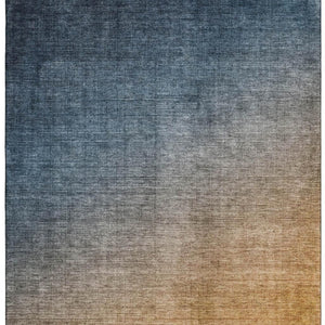 HomeRoots 10' X 14' Navy Blue and Orange Ombre Area Rug - Stylish, Washable, UV-Protected for Modern Spaces 649678