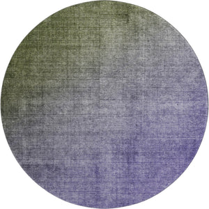 HomeRoots 8' Olive Green to Purple Ombre Round Rug - Stylish, Washable, UV-Protected for Modern Living Spaces 649681