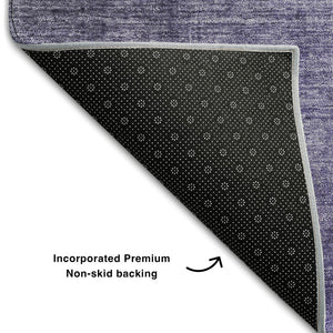 HomeRoots 8' Olive Green to Purple Ombre Round Rug - Stylish, Washable, UV-Protected for Modern Living Spaces 649681