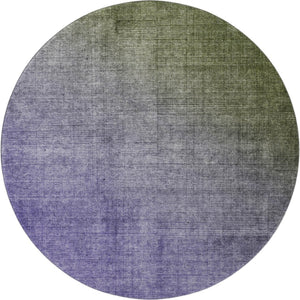 HomeRoots 8' Olive Green to Purple Ombre Round Rug - Stylish, Washable, UV-Protected for Modern Living Spaces 649681