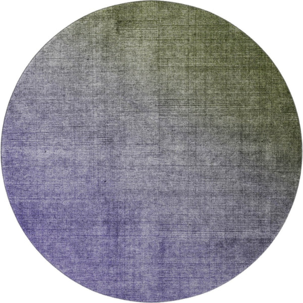 HomeRoots 8' Olive Green to Purple Ombre Round Rug - Stylish, Washable, UV-Protected for Modern Living Spaces 649681