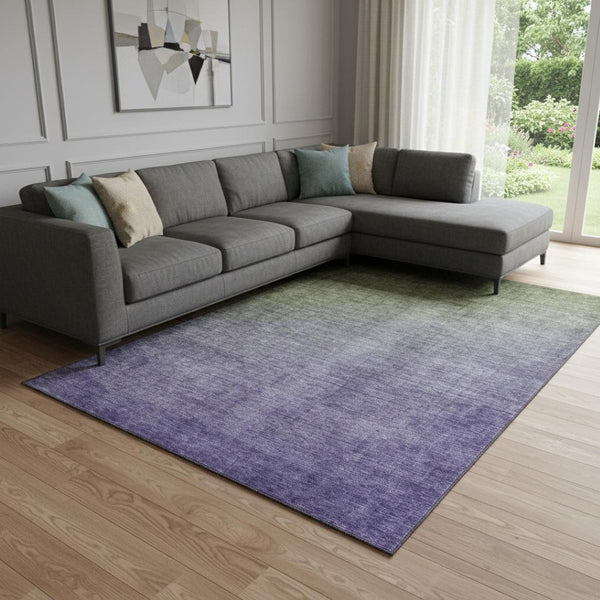 HomeRoots 8' X 10' Stylish Olive Green to Purple Ombre Washable Area Rug with UV Protection for Any Room 649682