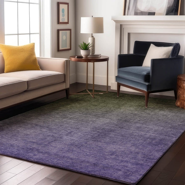 HomeRoots 9' X 12' Olive Green & Purple Ombre Area Rug - Washable, UV-Protected, Stain-Resistant Design! 649683