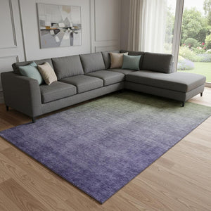 HomeRoots 9' X 12' Olive Green & Purple Ombre Area Rug - Washable, UV-Protected, Stain-Resistant Design! 649683