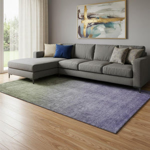 HomeRoots 10' Olive Green & Purple Ombre Area Rug - Stylish, Washable, UV-Protected, Perfect for Kids & Pets! 649684