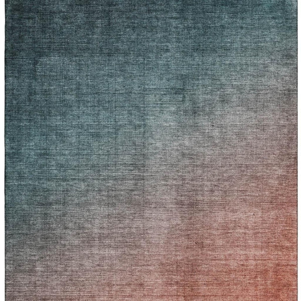 HomeRoots 5' X 8' Teal Ombre Area Rug - Stylish, Washable, UV-Protected for High-Traffic Home Spaces! 649686