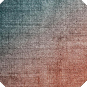 HomeRoots 8' Teal and Rust Ombre Round Rug - Washable, UV-Protected, Modern Design for High-Traffic Areas 649687
