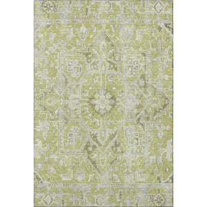 HomeRoots 5' X 8' Fern Green Oriental Area Rug - Washable, UV Protected, Stain-Resistant for Family Spaces 649692