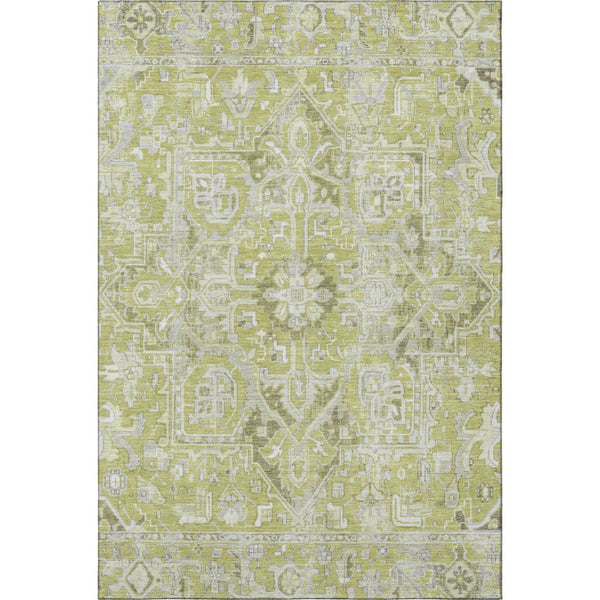 HomeRoots 5' X 8' Fern Green Oriental Area Rug - Washable, UV Protected, Stain-Resistant for Family Spaces 649692