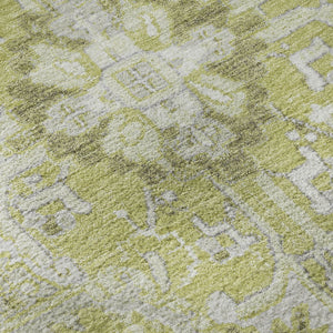 HomeRoots 8' X 10' Fern Green & Ivory Oriental Area Rug - Washable, UV Protected, Soft & Durable for Homes 649694