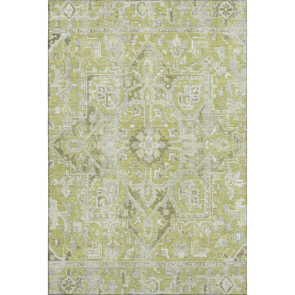 HomeRoots 9' X 12' Elegant Fern Green & Ivory Oriental Area Rug - Washable, Stain Resistant & UV Protected 649695
