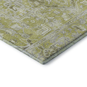 HomeRoots 9' X 12' Elegant Fern Green & Ivory Oriental Area Rug - Washable, Stain Resistant & UV Protected 649695