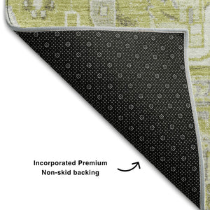HomeRoots 10' X 14' Fern Green and Ivory Oriental Area Rug – Washable, UV Protected, Stain Resistant Elegance 649696