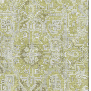 HomeRoots 10' X 14' Fern Green and Ivory Oriental Area Rug – Washable, UV Protected, Stain Resistant Elegance 649696