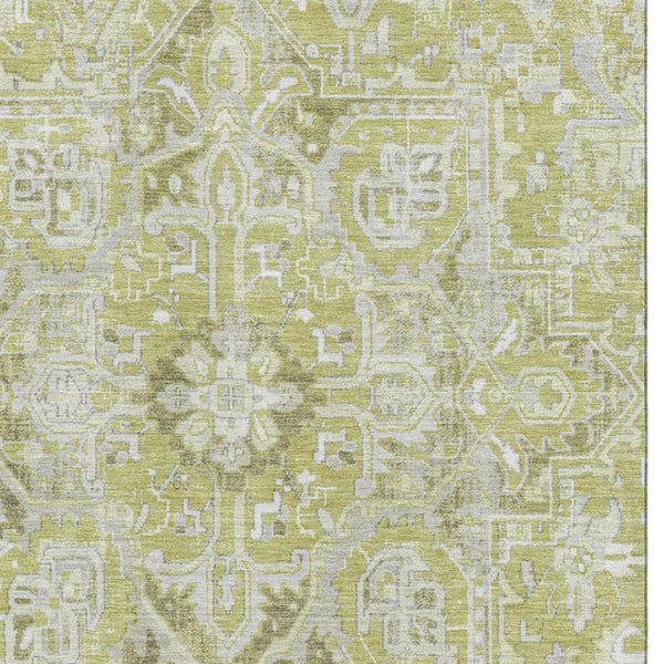 HomeRoots 10' X 14' Fern Green and Ivory Oriental Area Rug – Washable, UV Protected, Stain Resistant Elegance 649696
