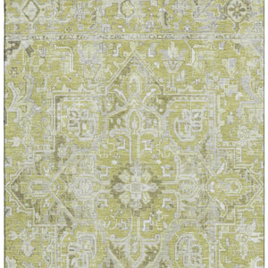 HomeRoots 10' X 14' Fern Green and Ivory Oriental Area Rug – Washable, UV Protected, Stain Resistant Elegance 649696