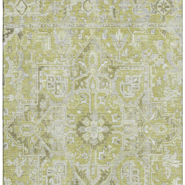 HomeRoots 10' X 14' Fern Green and Ivory Oriental Area Rug – Washable, UV Protected, Stain Resistant Elegance 649696