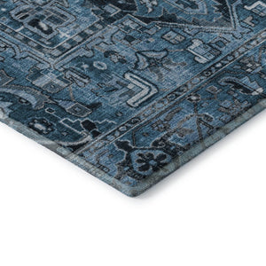 HomeRoots 5' X 8' Blue and Ivory Oriental Area Rug - Washable, Stain-Resistant, UV-Protected for Every Room 649698