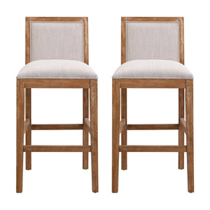 English Elm Christopher Knight Home® - 30.5 Inch Bar Stools Set of 2 with Upholstered Fabric Seats, Rubberwood Frame, 30.5" Height, 300 lb Capacity Beige,Wood N780P192217N