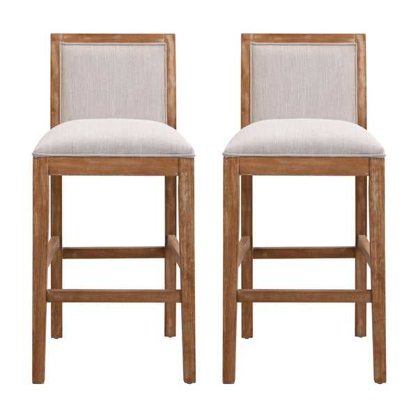 English Elm Christopher Knight Home® - 30.5 Inch Bar Stools Set of 2 with Upholstered Fabric Seats, Rubberwood Frame, 30.5" Height, 300 lb Capacity Beige,Wood N780P192217N