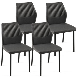 English Elm Dark Grey Pu Leather Dining Chairs Set Of 4 – Modern Armless Design For Versatile Comfort & Style W1164P195156