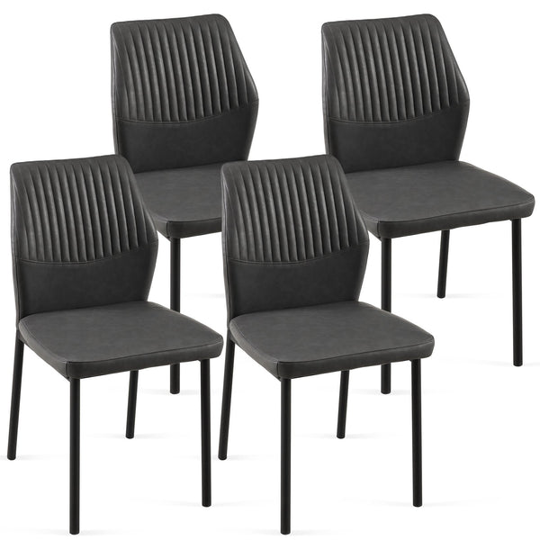 English Elm Dark Grey Pu Leather Dining Chairs Set Of 4 – Modern Armless Design For Versatile Comfort & Style W1164P195156