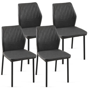 English Elm Dark Grey Pu Leather Dining Chairs Set Of 4 Faux Leather Dining Chairs Living Room Chair Modern Kitchen Armless Side Chair With Metal Legs(Set Of 4)