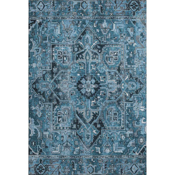 HomeRoots 10' Blue and Ivory Oriental Area Rug – Washable, UV-Protected, Durable Design for High-Traffic Areas 649702