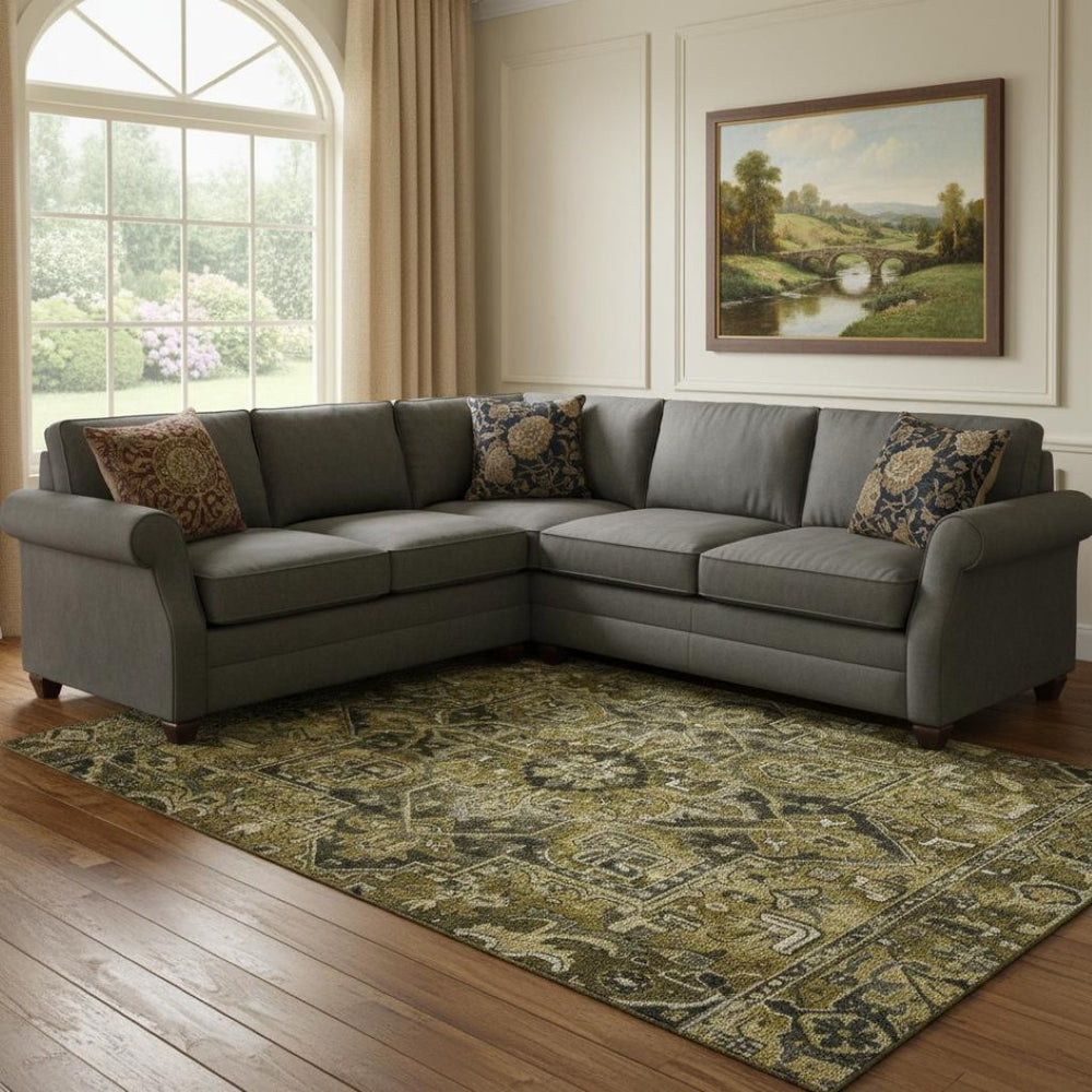HomeRoots 9' X 12' Elegant Brown Gray Ivory Oriental Washable Area Rug with UV Protection for Busy Homes 649707