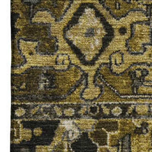 HomeRoots 10' X 14' Brown Gray Ivory Oriental Washable Area Rug with UV Protection for Busy Households 649708