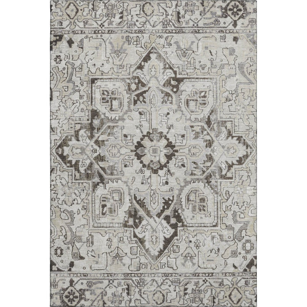 HomeRoots 5' X 8' Ivory & Gray Washable Oriental Area Rug - Durable, Soft, UV Protected, Perfect for Family Homes 649710