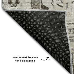 HomeRoots 5' X 8' Ivory & Gray Washable Oriental Area Rug - Durable, Soft, UV Protected, Perfect for Family Homes 649710