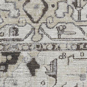 HomeRoots 5' X 8' Ivory & Gray Washable Oriental Area Rug - Durable, Soft, UV Protected, Perfect for Family Homes 649710