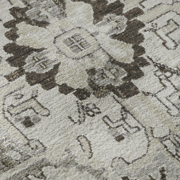 HomeRoots 8' X 10' Ivory and Gray Oriental Area Rug - Durable, Stain-Resistant, UV-Protected for Family Homes 649712