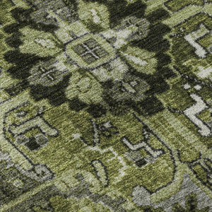 HomeRoots 8' X 10' Washable Olive Green, Gray & Ivory Oriental Area Rug - UV Protected, Stain Resistant, Durable 649718