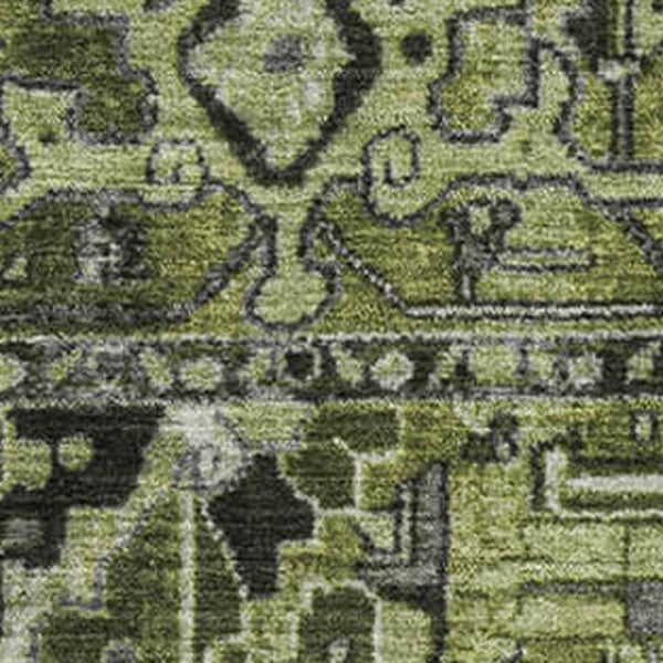HomeRoots 10' Olive Green, Gray & Ivory Oriental Washable Area Rug - UV Protected, Durable & Stylish Design 649720
