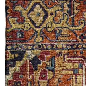 HomeRoots 5' X 8' Washable Rust Blue Gold Oriental Area Rug – UV Protected, Durable & Stylish for Homes 649722