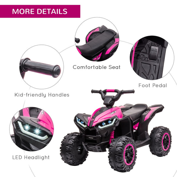 English Elm Aosom 12v Electric Ride on Atv Quad for Toddlers with Steel Frame and Rugged Wheels W2225P217186