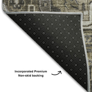 HomeRoots 5' X 8' Elegant Taupe Ivory Gray Oriental Washable Area Rug - UV Protected & Easy Care Design 649728