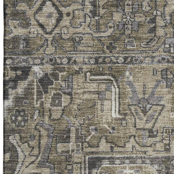 HomeRoots 5' X 8' Elegant Taupe Ivory Gray Oriental Washable Area Rug - UV Protected & Easy Care Design 649728