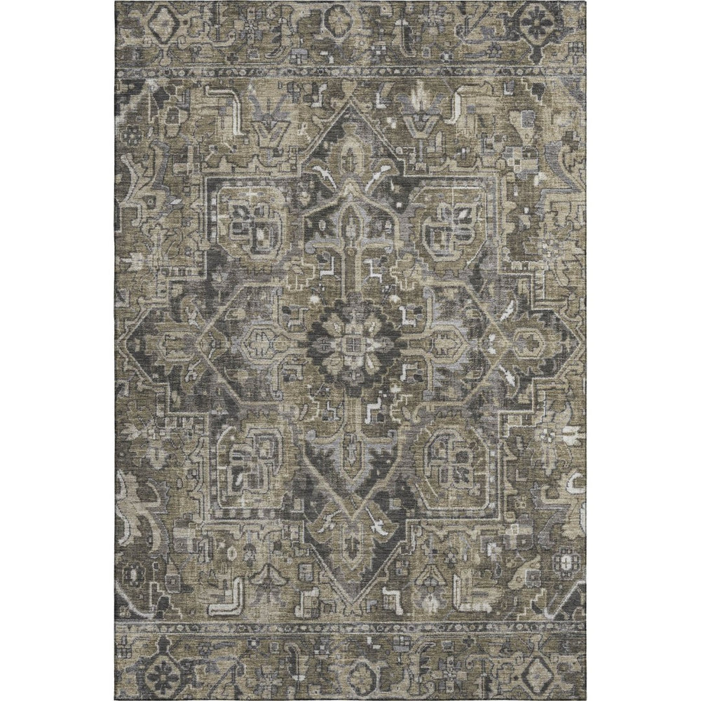 HomeRoots 8' X 10' Elegant Taupe and Ivory Oriental Area Rug - Washable, Stain Resistant, UV Protected Design 649730