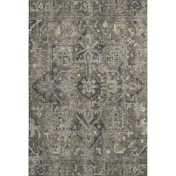 HomeRoots 8' X 10' Elegant Taupe and Ivory Oriental Area Rug - Washable, Stain Resistant, UV Protected Design 649730