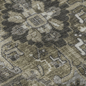 HomeRoots 8' X 10' Elegant Taupe and Ivory Oriental Area Rug - Washable, Stain Resistant, UV Protected Design 649730